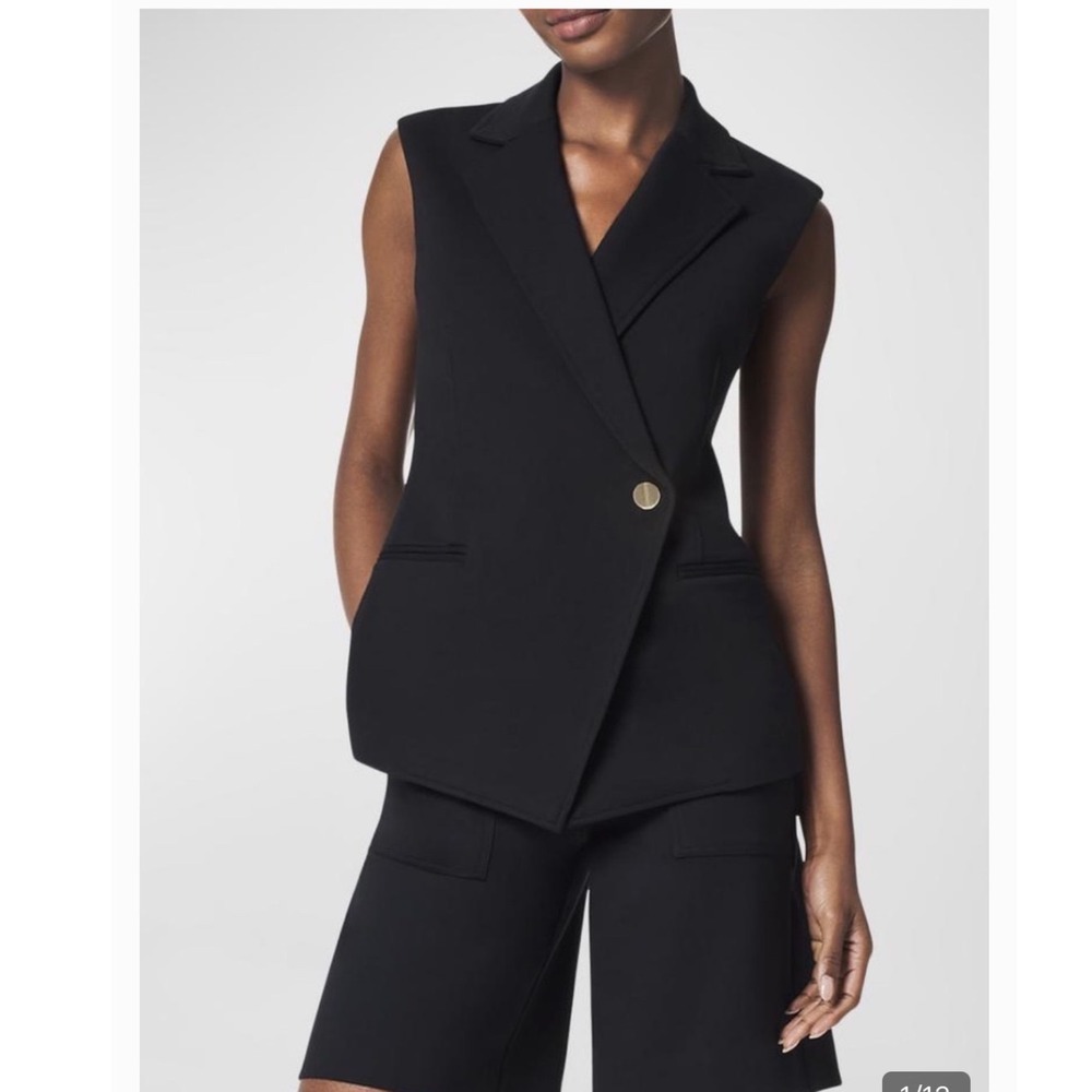 Spanx The Perfect‎ Oversized Blazer Vest Black Ponte Knit 2X 20590R Sleeveless